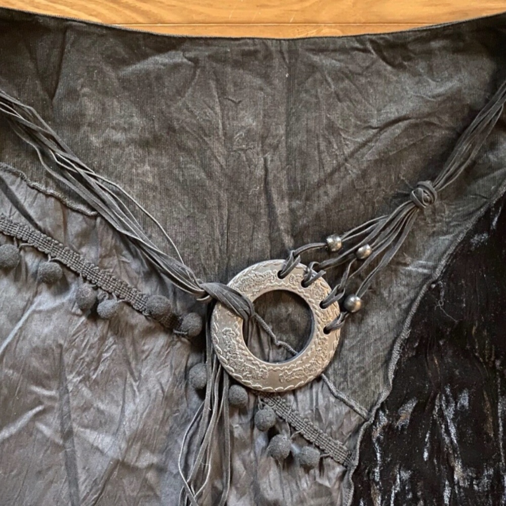 ~ SOLD ~ LINEA DOMANI 6 Boho Mixed Media Velvet Corduroy Maxi Skirt Steampunk - Picture 6 of 10